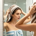 thumbnail image 6 of Leodye 1PCS Striped Fleece Hair Drying Towel, Thick High Absorbent Texture, Quick Dry Hair Wrap for Women Shower Daily Use -25.6×9.8×0.79in, 6 of 6