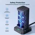 thumbnail image 5 of Aioneus Power Strip Tower Surge Protector with 12 Outlets and 4 USB (2 USB C + 2 USB A Ports) 6 FT Extension Cord Power Station, Black, 5 of 8