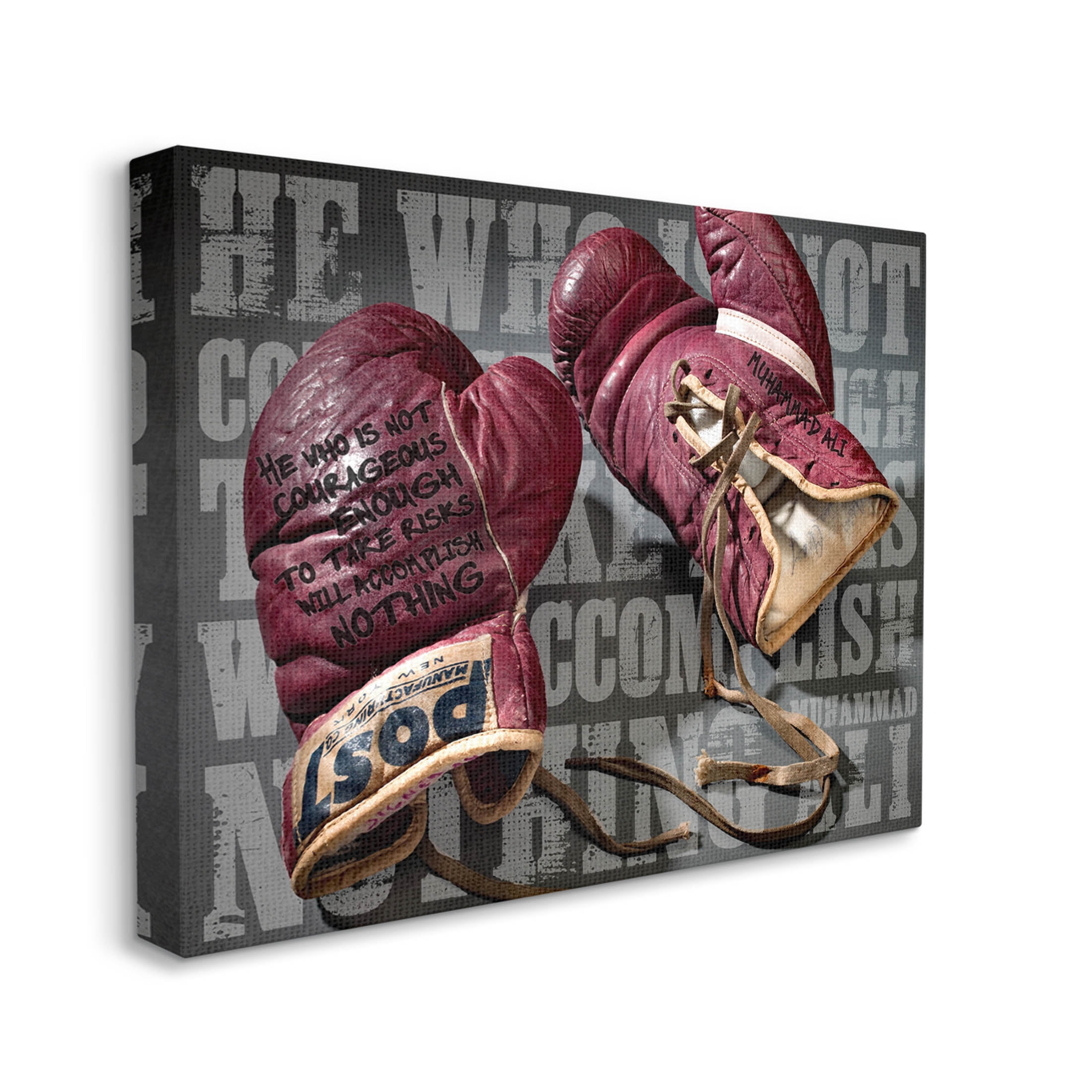 He Who Is Not Courageous Boxing Phrase Sports Graphic Art Gallery Wrapped Canvas Print Wall Art