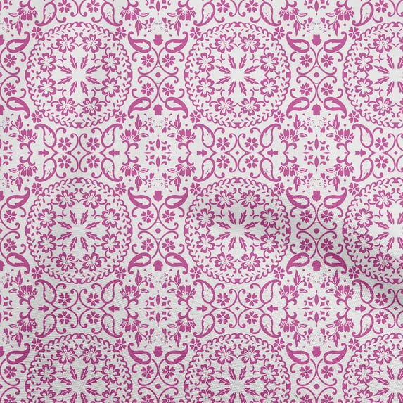 oneOone Cotton Flex Pink Fabric Asian Block Floral Craft Projects Decor Fabric Printed By The Yard 40 Inch Wide
