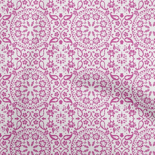 oneOone Georgette Viscose Pink Fabric Asian Block Floral Craft Projects Decor Fabric Printed By The Yard 42 Inch Wide