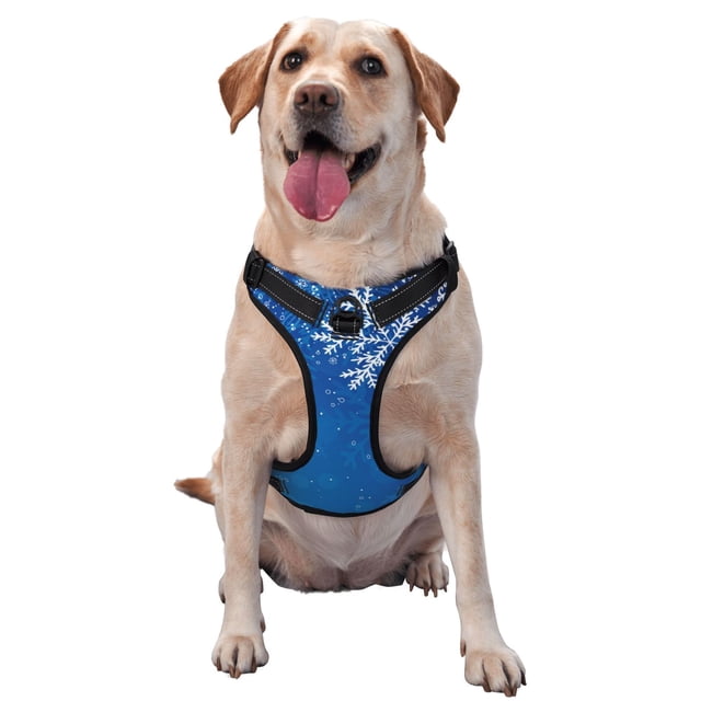 Fotbe Blue Christmas With Snowflakes Arnés para Perro con Estampado –Chaleco Ajustable Acolchado con Asa de Control para Perros Grandes-X-Large