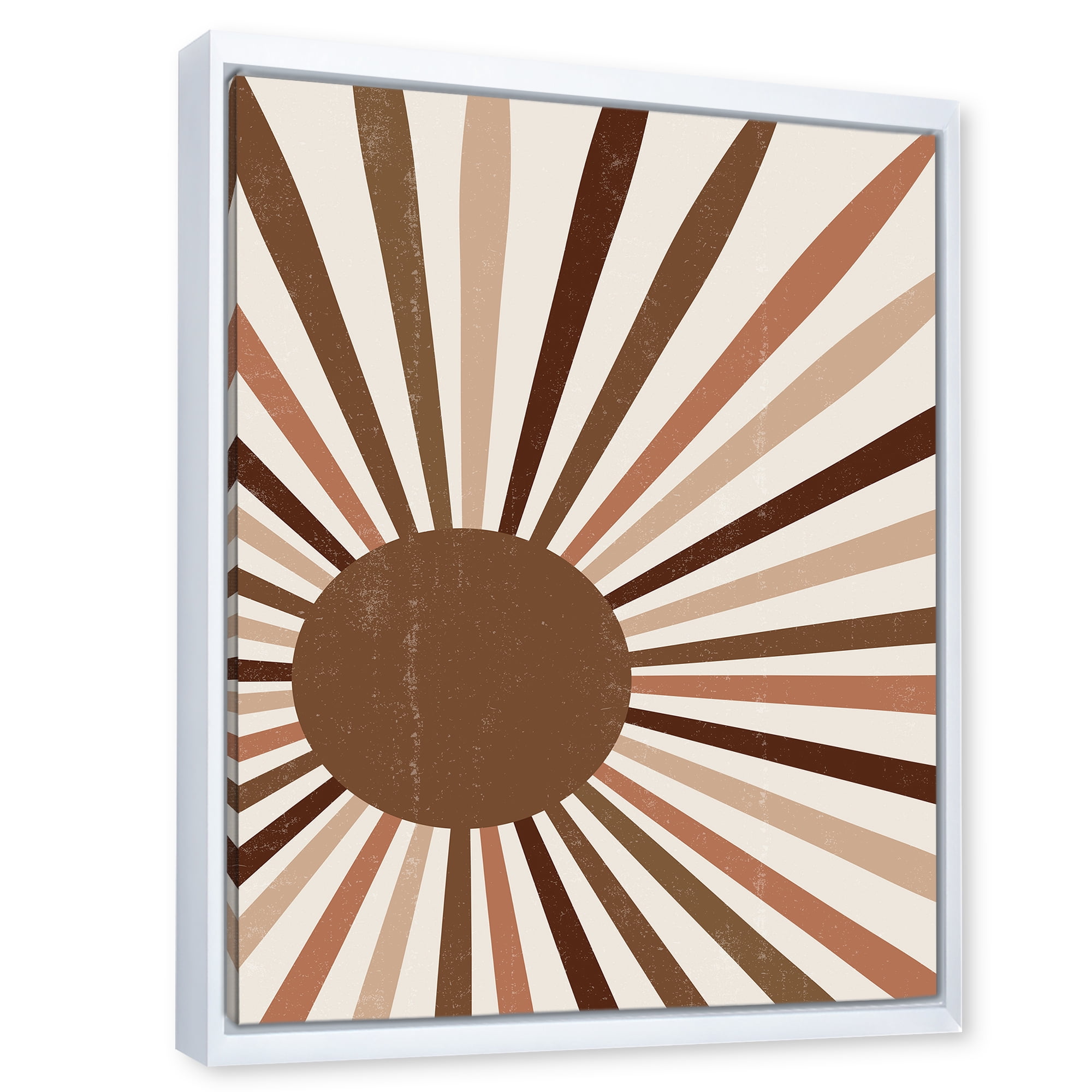 Designart 'Bright Minimalist Shining Terracotta Sun Rays' Modern Framed Canvas Wall Art Print