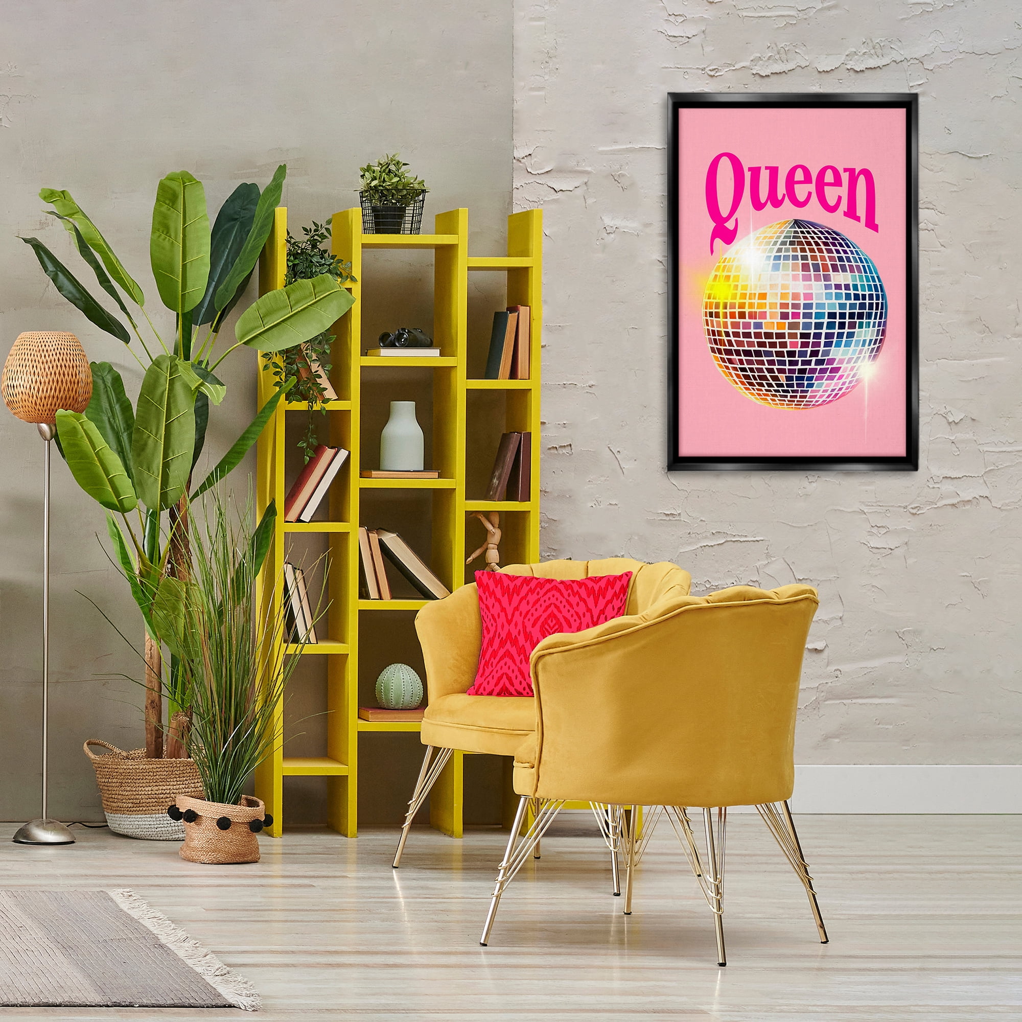 Stupell Industries Sparkling Disco Queen Entertainment Painting Black Floater Framed Canvas Art Print Wall Art, 21 x 31