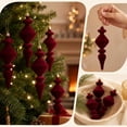 thumbnail image 7 of 6 Pack Christmas Tree Ornaments Set Vintage Finial Hanging Baubles for Holiday Mantel Decor Indoor Home Decoration Spindle Drop Ornaments for Xmas Tree Party Display Festive Hanging, Red, Style A, 7 of 7