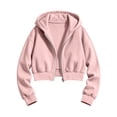 thumbnail image 4 of Atogsazn Kids Girls Full Zip Cropped Hoodies Casual Long Sleeve Hooded Sweatshirt Fleece Jogger Jacket Fall Tops Pink 13-14 Years Fashion, 4 of 6