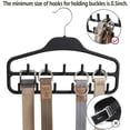 thumbnail image 6 of Belt Hanger Rack Holder 2 Pack, Sturdy Belt Organizer with 360 Degree Swivel, 11 Large Belt Hooks for Closet, Non Slip Rubberized Belt Storage, Black,14 x 0.39 x 11inch, 6 of 9