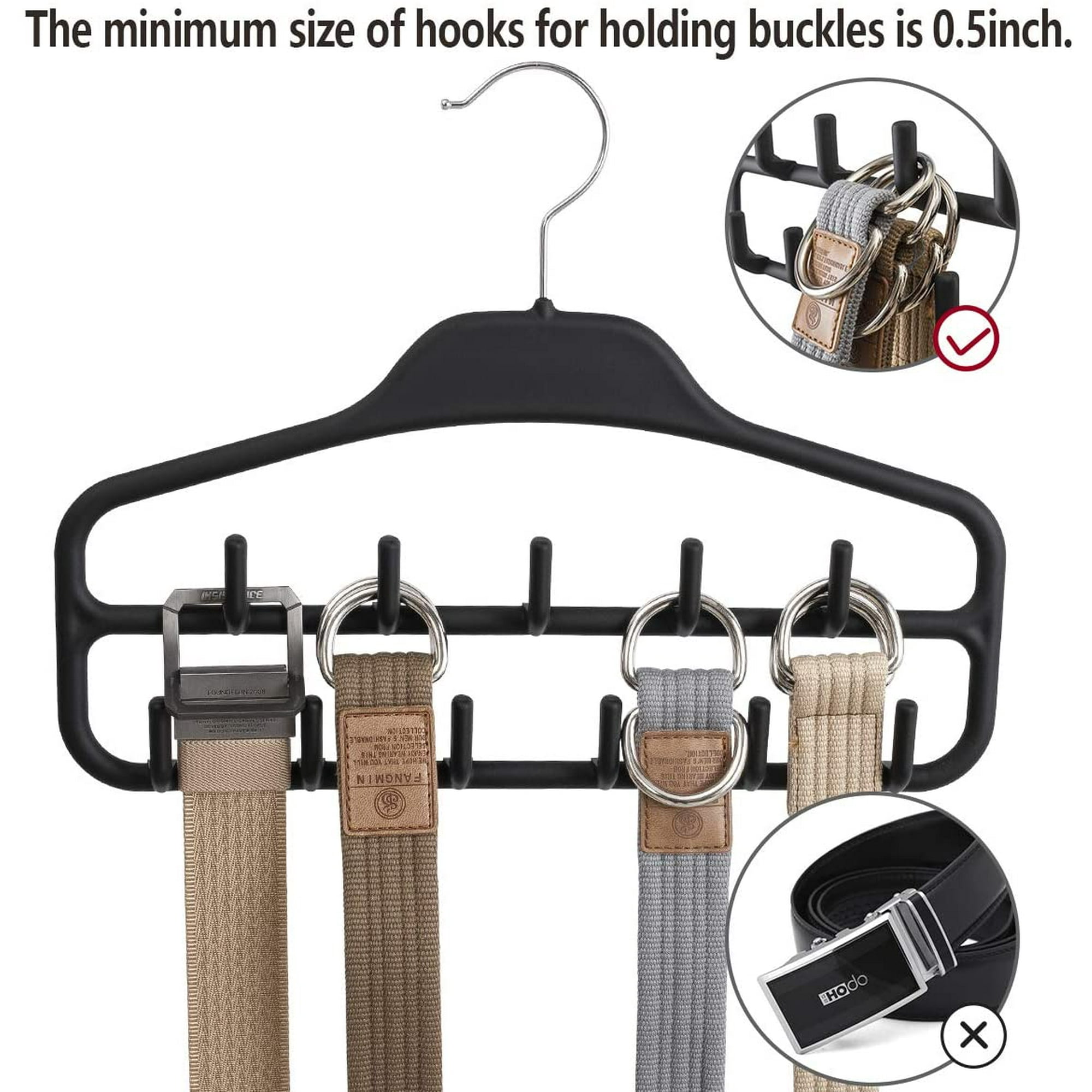 Belt Hanger Tie Rack for Closet Sturdy Belt Organizer 11 Large Sturdy Belt Hooks Non Slip Rubberized Belt Rack Black Walmart
