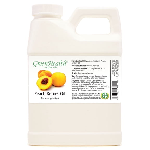 GreenHealth Peach Kernel Carrier Oil White Plastic Jug with Cap 16 fl oz