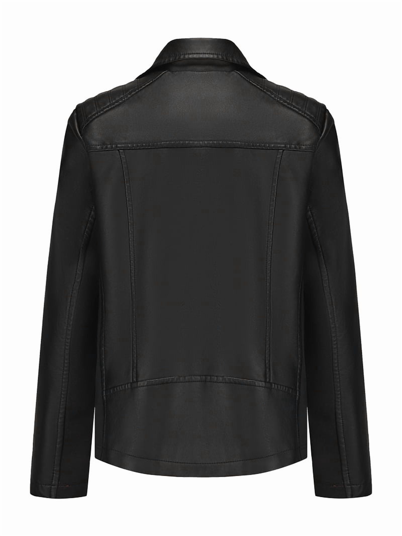 Faux Leather Jacket for Women Fashion Zip Up Coat Trendy Going Out Jackets
