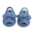 thumbnail image 6 of Infant Baby Girls Summer Bow Knot Sandals with Flower Soft Sole Newborn Toddler First Walker Crib Dress Non Slip Flats Beach Shoes (0-3 Months, Blue), 6 of 8