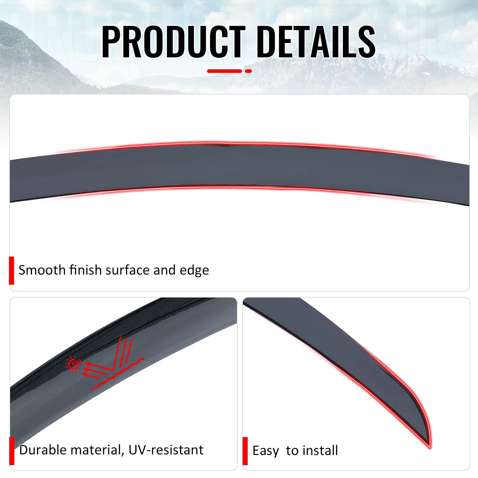 Ikon Motorsports Trunk Spoiler Compatible with 2026 Tesla Model Y Juniper, OE Style Matte Black ABS Plastic Add-on Rear Trunk Lid Spoiler Wing Lip
