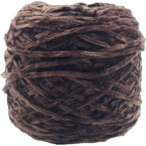 ERDOUY 250g Chenille Velvet Yarn Deep Khaki Bulky Vegan Soft Yarn Velvet Knitting Yarn Polyester Blended Cotton Chenille Yarn Hand Knitting Yarn Crochet Thread for Clothing Hat Scarf Blanket