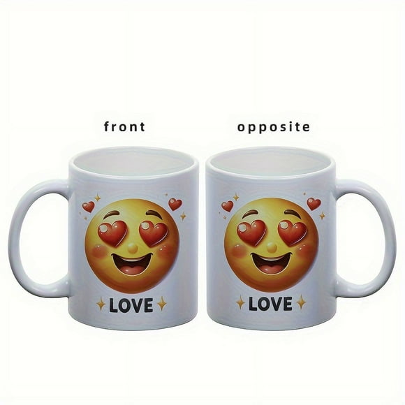 1 Pce 11.1oz 330ml Happy Face Tasse en Céramique, Tasse à Café Créative, Tasse à Eau, Adaptée pour Voyage en Plein Air Maison Cuisine Bureau, Vaisselle d'Été Hiver, Cadeau de Vacances, Cadeau d'Anniversaire