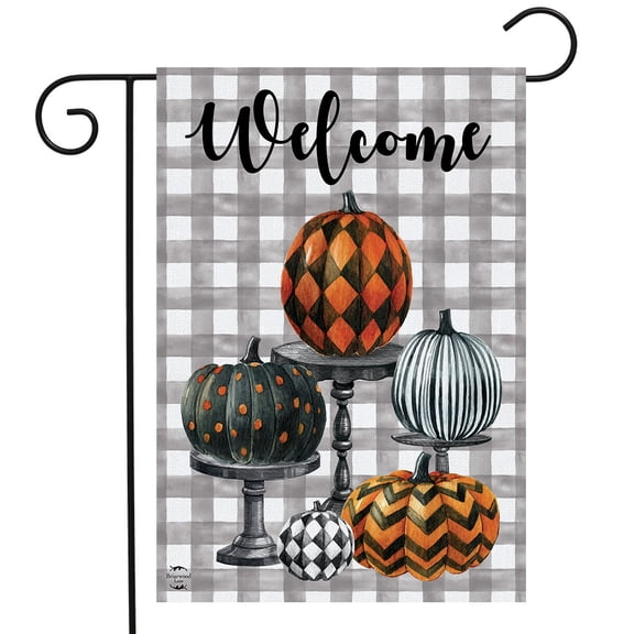 Briarwood Lane Pattern Painted Pumpkins Burlap Garden Flag