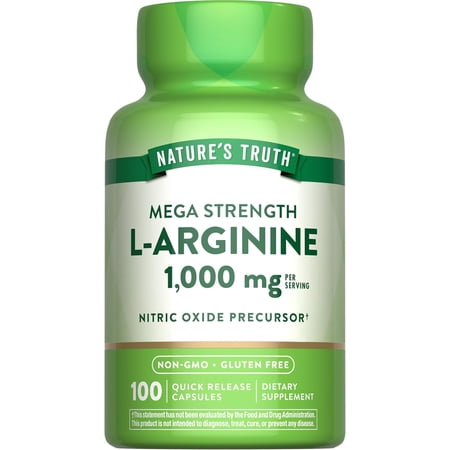 L Arginine 1000 mg | 100 Capsules | Mega Strength | Non-GMO and Gluten Free Supplement | By Nature's Truth