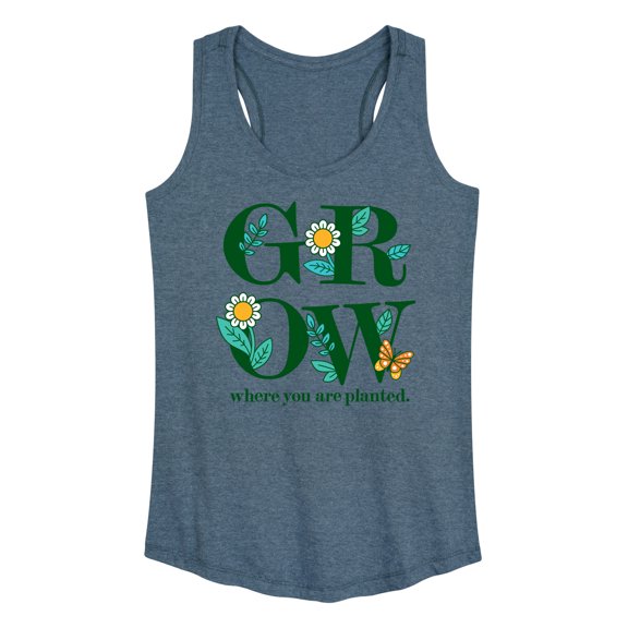Instant Message - Spring - GROW Where You Are Planted - Women's Racerback Tank Top