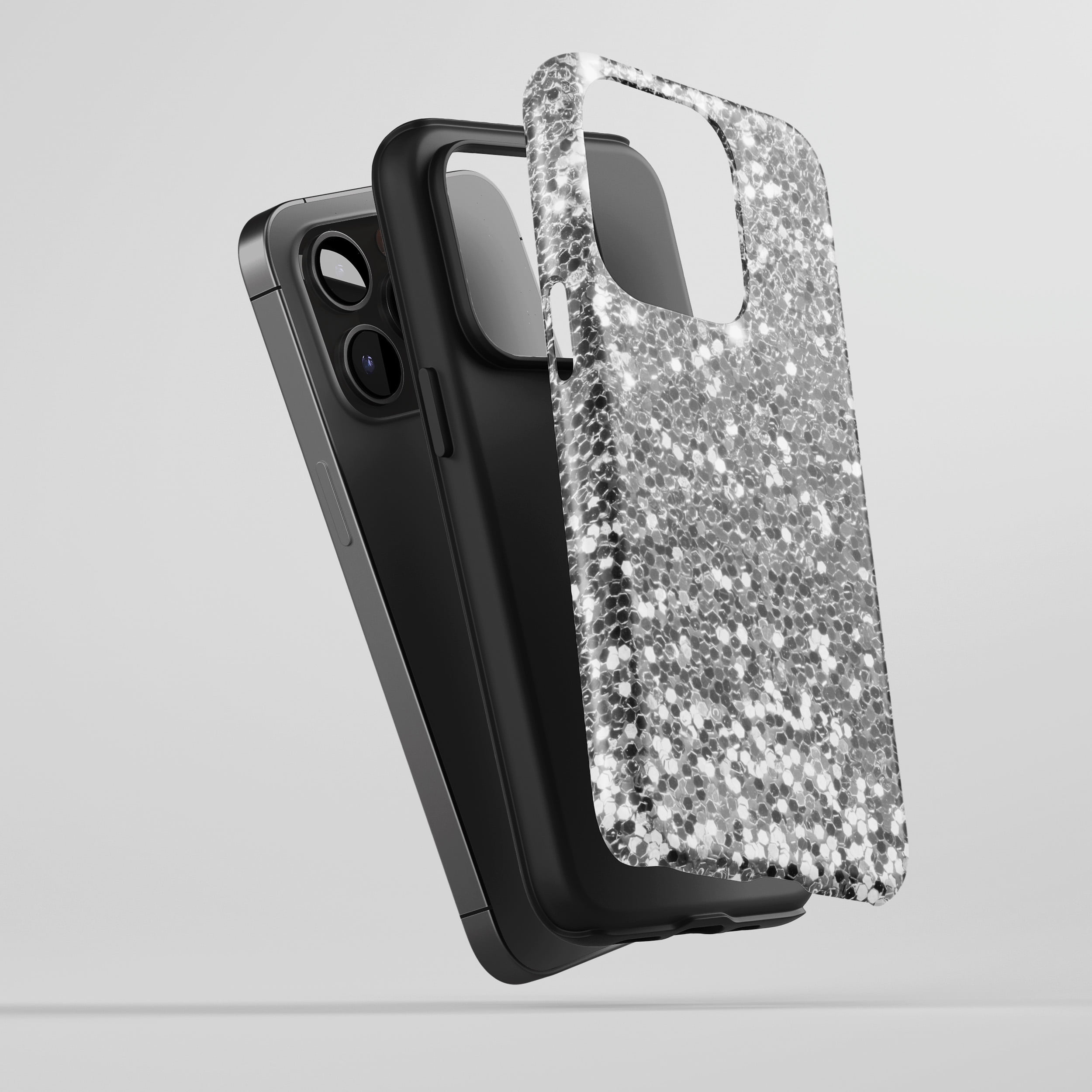 Glitter For All iPhone Series Tough Phone Case Sparkle Silver