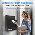 thumbnail image 6 of SereneLife Outdoor Wall Mailbox | 0.46 Cubic FT Locking Mailbox | Easy Installation, Secure Lock Mechanism | Ideal for Residential or Commercial Use | Wall Mountable 13.77" x 4.52" x 12.99 | Black, 6 of 8