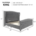 thumbnail image 2 of VanAcc California King Size Platform Bed Frame, Velvet Upholstered Bed with Deep Button Tufted & Nailhead Trim Wingback Headboard, Grey, 2 of 7