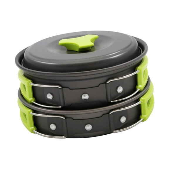 colaxi Camping Cookware Camping Cooking Set Outdoor Cook Gear Lightweight Aluminum Alloy with Storage Bag Pot Pan for Dinner Fishing Green