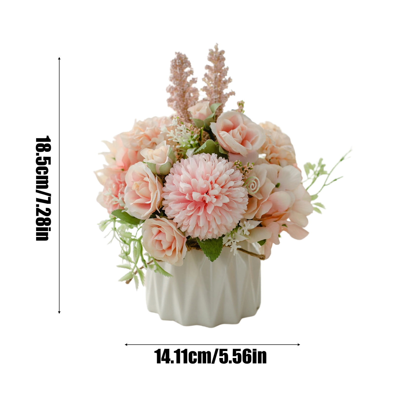 Specollect Clearance 5Pcs Artificial Bouquet with Small Ceramic Vase, Variety Flower Balls Flowers Decoration, Fake Silk Variety Flower Balls Flowers Decoration for Table Home Party Office Wedding