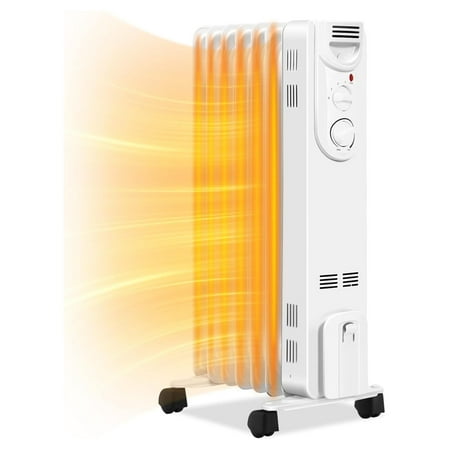 

HeSLehs 1500W Oil Heater Radiator Electric Radiator Heater w/Adjustable Thermostat 3 Heat Settings Overheat & Tip-Over Protection Portable Oil Space Heater for Home Living Room Indoor Use