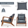 thumbnail image 3 of YODOLLA Mid-Century Linen Wood Faux Leather Solid Print Accent Armchair, Blue (Set of 2), 3 of 6