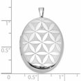thumbnail image 3 of Sterling Silver Rhodium-Plated Quilt Design 26X20mm Oval Locket (31.5 X 20.5) Made In Hong Kong -Jewelry By Sweet Pea, 3 of 8