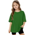 thumbnail image 4 of Dgankt Girls Shirts Girl's Solid Color Short Sleeve T Shirts Crewneck Loose Fit Tunic Tops Summer Casual Blouses（5-15 Years）, 4 of 8