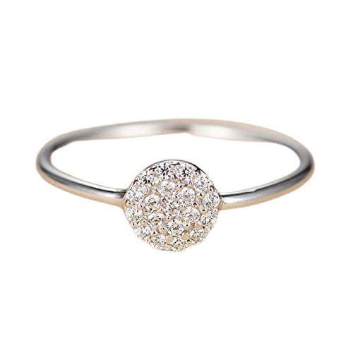 HeartsAndYou 1ct Round Cut Moissanite Engagement Ring for Women Promise Minimalist 18k White Gold Over Silver