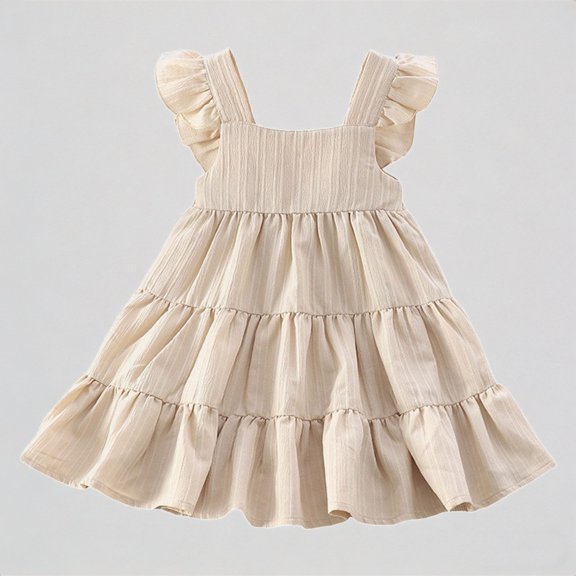 REDARER Toddler Girls' Tiered Ruffle Dress with Flutter Straps Casual Summer Beach & Play Outfit,2-3 Years