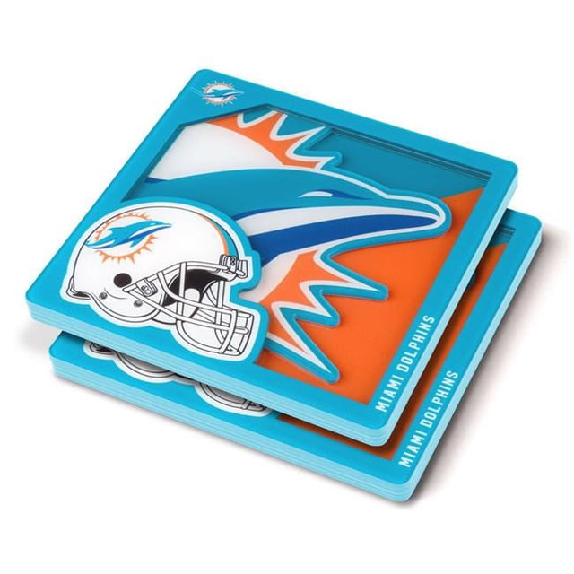 YouTheFan 2503462 NFL Miami Dolphins 3D Logo Series Coasters