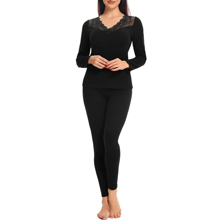 Thermal Underwear for Women Ultra Soft Long Johns Set with Fleece Lined  Base Lay