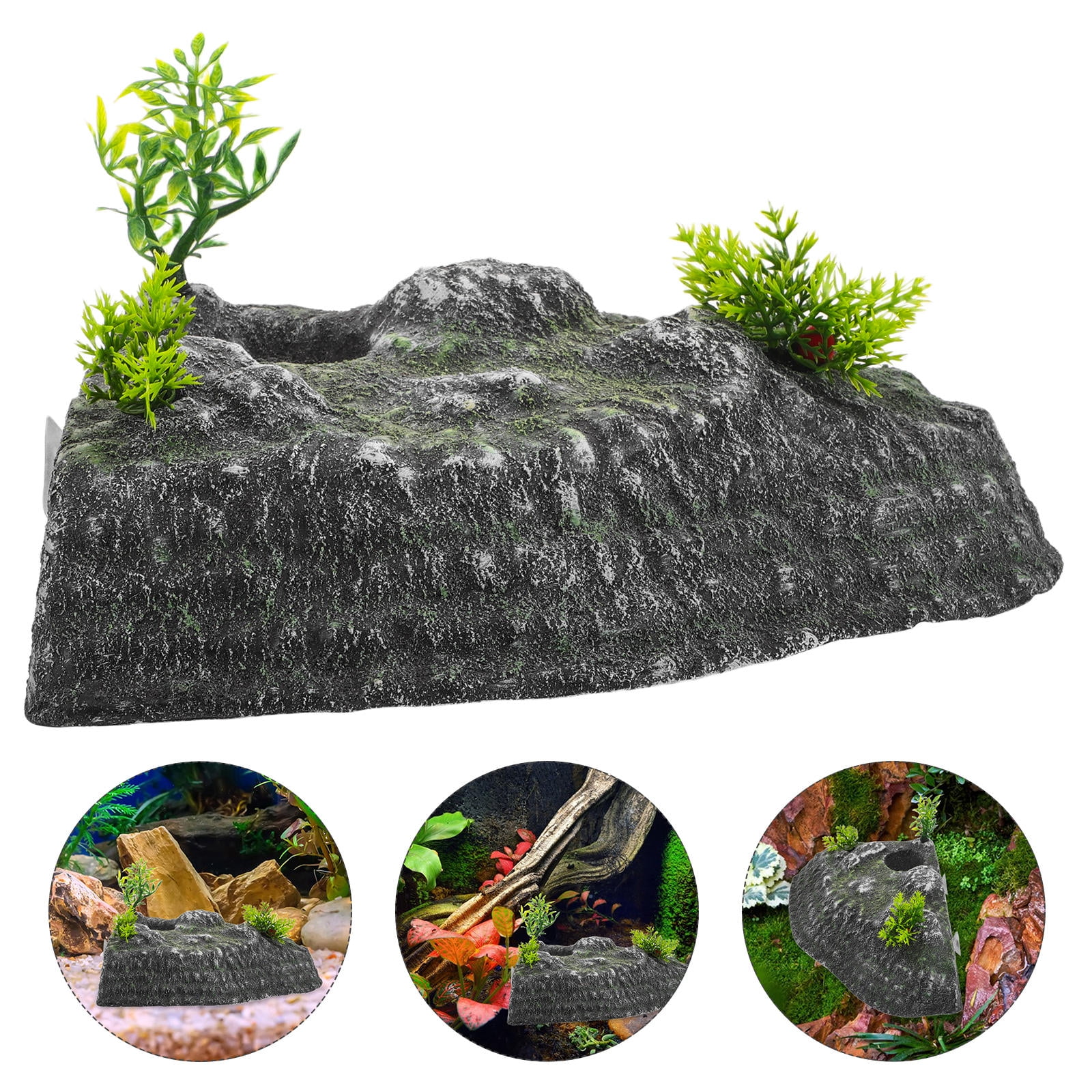 BESTYASH Turtle Basking Platform Dark Grey Resin Rock Decoration for Aquarium Decorations 1Pack