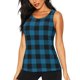 thumbnail image 1 of Balery Blue Black Plaid Camiseta sin mangas estampada ligera para mujer, tops de entrenamiento sin mangas, camisetas de yoga transpirables de secado rápido.-X-Large, 1 of 7