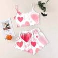thumbnail image 2 of CAIXIA Satin Pajamas For Women Valentine'S Day Women's V-Neck Tank Top and Shorts Pajama Set Soft Lip Print Two-Piece Sleepwear for Home Comfort, 2 of 4