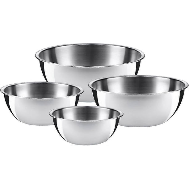 WMF gourmet bowl set 4 pieces, stainless steel bowls for the kitchen 0.75l - 2.75l, mixing bowl, salad bowl, serving bowl, Cromargan, stackable