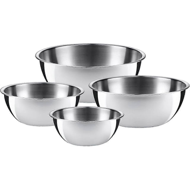 WMF gourmet bowl set 4 pieces, stainless steel bowls for the kitchen 0.75l - 2.75l, mixing bowl, salad bowl, serving bowl, Cromargan, stackable