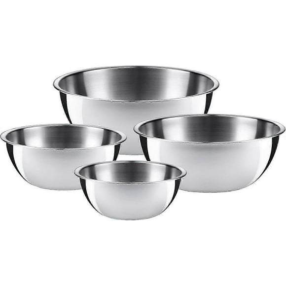 WMF gourmet bowl set 4 pieces, stainless steel bowls for the kitchen 0.75l - 2.75l, mixing bowl, salad bowl, serving bowl, Cromargan, stackable