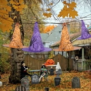 iMounTEK 8 Pcs Hanging Witch Hat String Lights, Light Up Waterproof Halloween Decorations with Remote Control for Outdoor Garden Party Carnival Supplies Decor