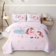 thumbnail image 2 of Erosebridal Pink Unicorn Animal Bed Spread Queen,Kawaii Ballet Girls Colorful Cute Loves Queen Coverlet Set For Kids,3 Pieces, 2 of 7