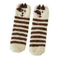 thumbnail image 2 of Women's Coral Fleece Socks, Cute Animal Print Mid Calf Socks, Cozy Winter Sleep Socks for Women, Soft Warm Crew Socks for Indoor Lounge and Bedtime-Black, 2 of 3