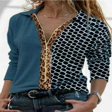 

FuChenYu 2024 New Style Sun Shirt Women Long Sleeve Swimsuits for Women Printed Casual Fashionable Zipper Uv Shirts for Women Sun Protection Clothing Women Blue M