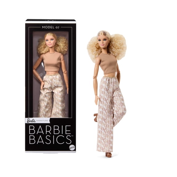 Barbie Basics Collectible Doll, Model 07 with Blonde Hair in White Pants with Golden Print