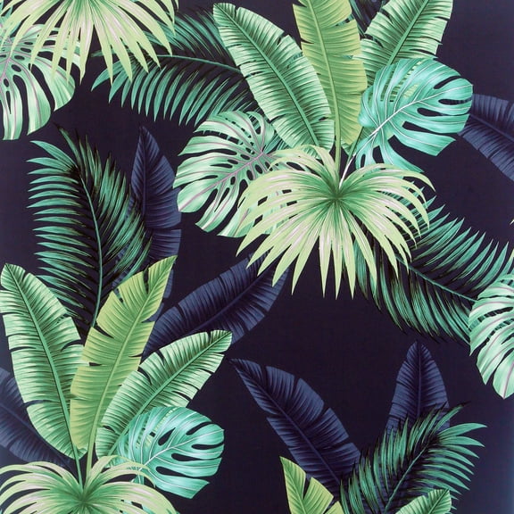 Miami Tropics Leaf Wallpaper - 20.8 in. W x 33 ft. L Blue