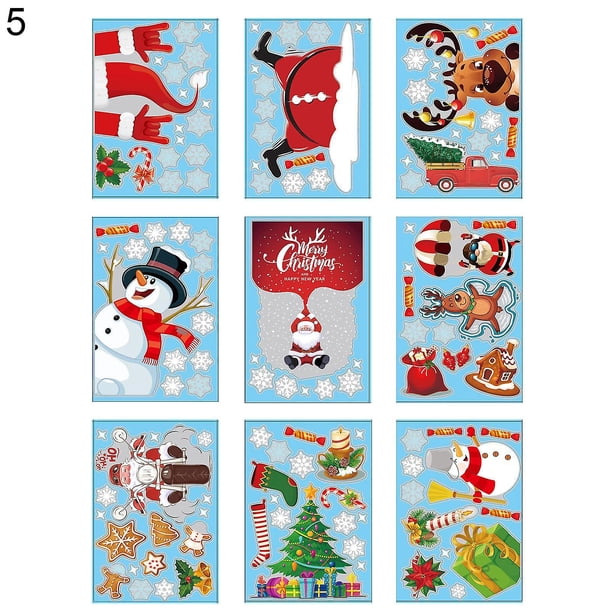 Farfi 9 carteles de ventanas desmontables PVC impermeable feliz navidad pegatinas de pared enana productos festivos