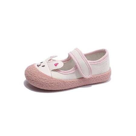 

Woobling Girl s Mary Jane Flat Cartoon Rabbit Flats Canvas Shoes Outdoor Boat Shoe Fashion Moccasins Closed Toe Breathable Pink 12C