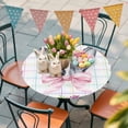thumbnail image 5 of Round Fitted Tablecloth,Happy Easter Bunny Ears Pink Bow Circle Table Cover Waterproof Table Cloth with Elastic Edge,Flower Colorful Stripe Plaid Outdoor Tablecloths for Kitchen Picnic 55-60in, 5 of 9