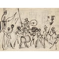 thumbnail image 2 of George Cruikshank 18x14 Black Ornate Wood Framed Double Matted Museum Art Print Titled - A Parade (ca. 1850), 2 of 5